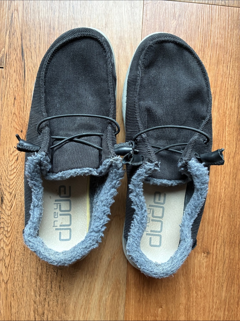Hey Dude Black Slip-On with Gray Sherpa Trim